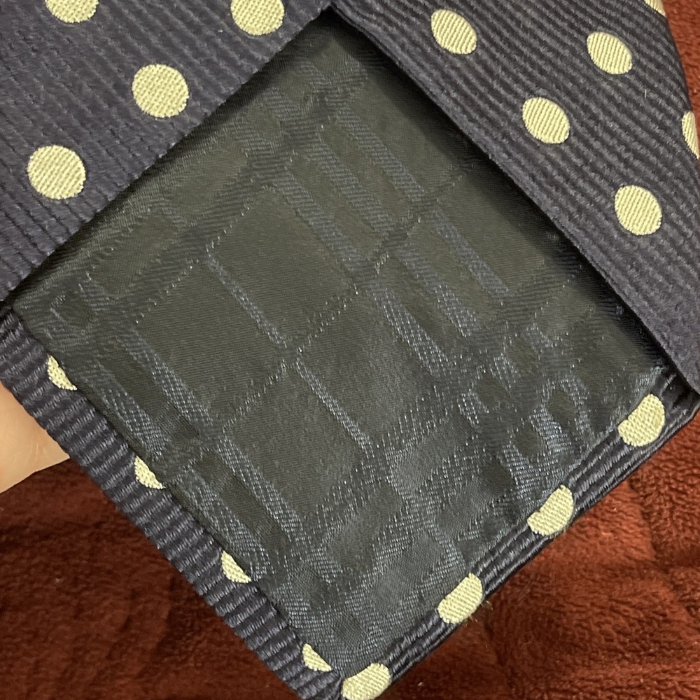 BURBERRY LONDON Silk polka dot jacquard silk tie Navy And Cream Italy Made Money - Picture 6 of 11
